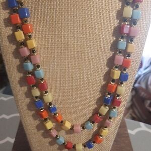 Murano Glass Block Bead Necklace